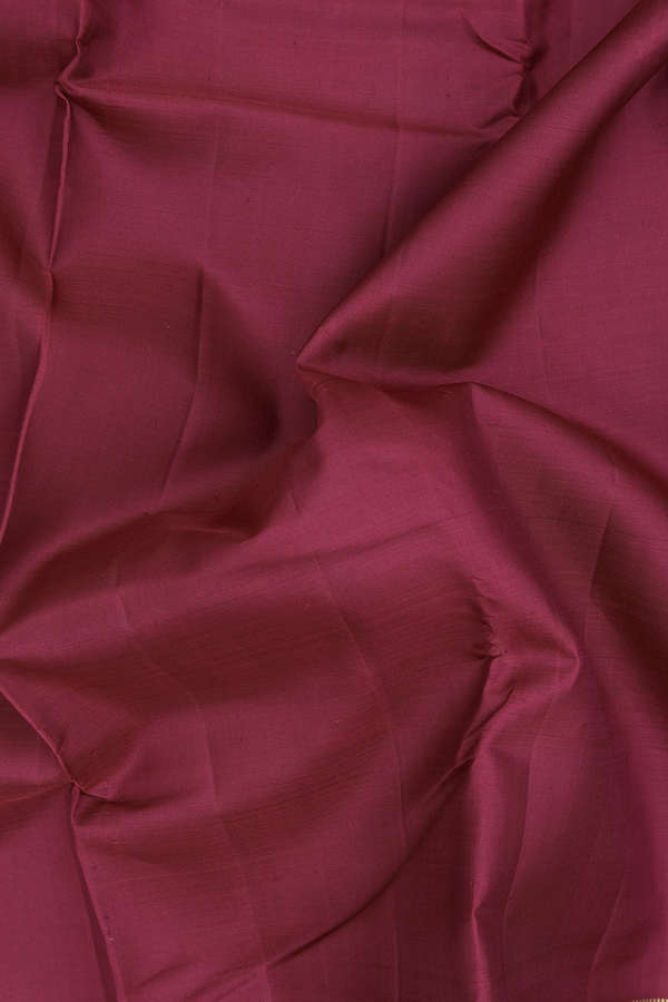 Kanchipuram Silk Saree In Burgundy Red With Rudraksh Border