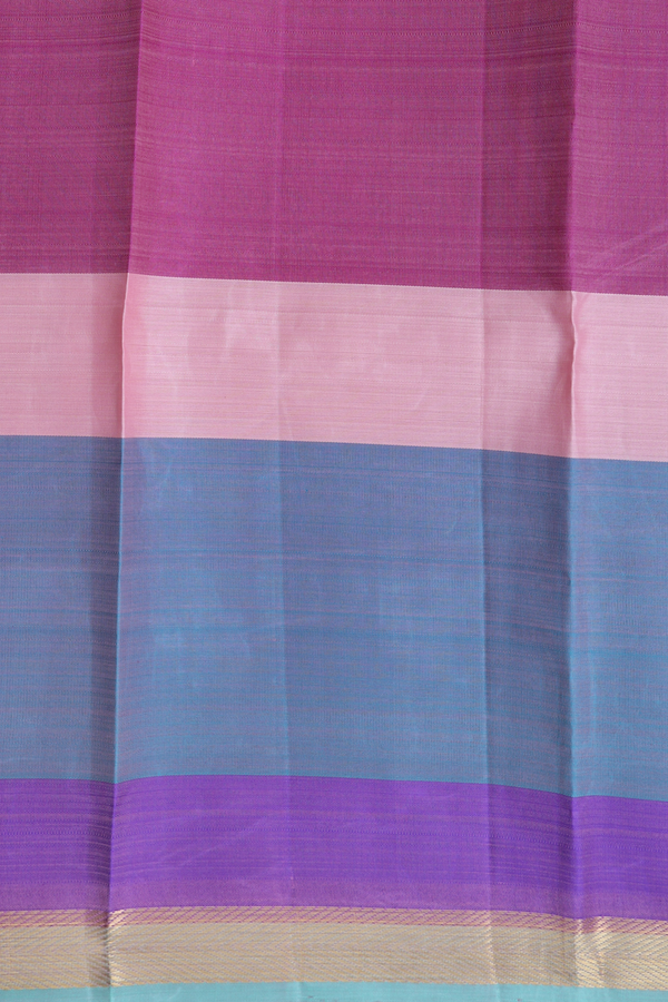Kanchipuram Silk Saree In Multicolor With Stripes Design
