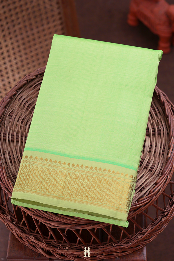 Kanchipuram Silk Saree In Pastel Green With Zari Border