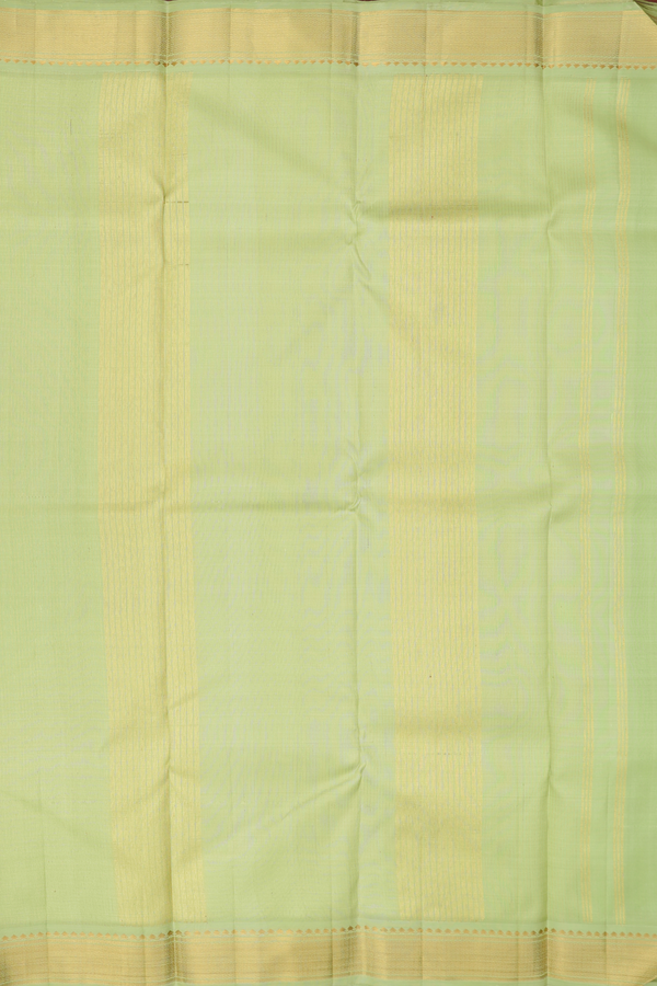 Kanchipuram Silk Saree In Pastel Green With Zari Border