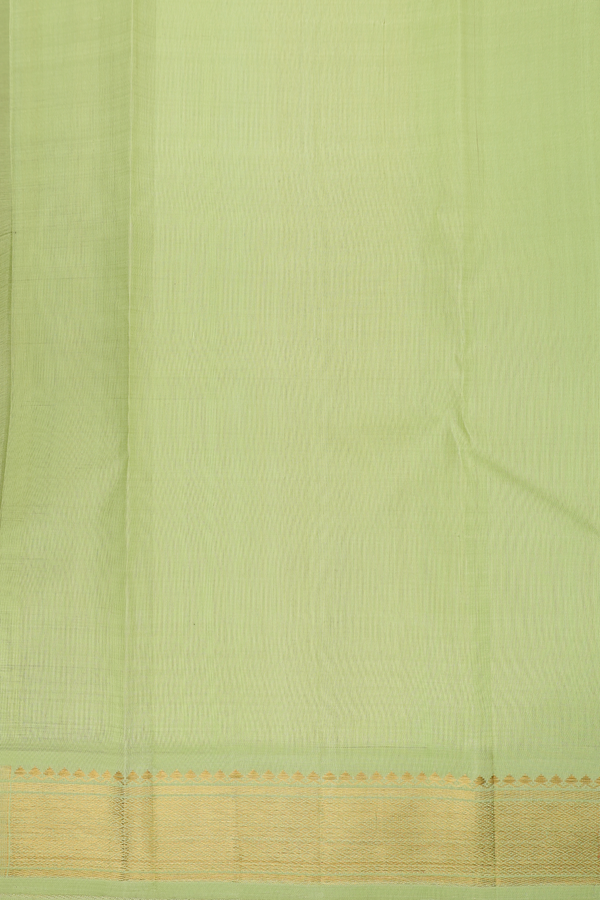 Kanchipuram Silk Saree In Pastel Green With Zari Border