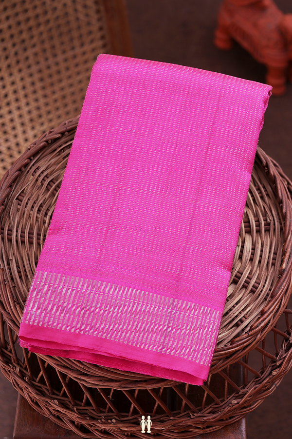 Kanchipuram Silk Saree In Rani Pink With Stripes Design
