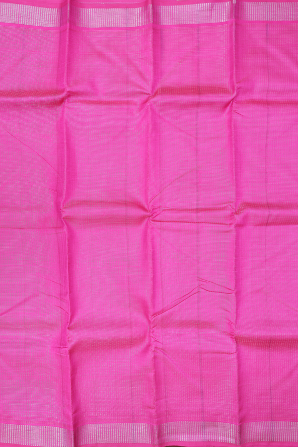 Kanchipuram Silk Saree In Rani Pink With Stripes Design