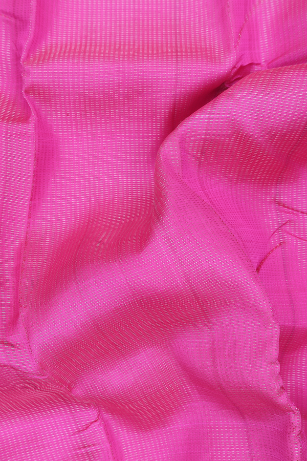 Kanchipuram Silk Saree In Rani Pink With Stripes Design