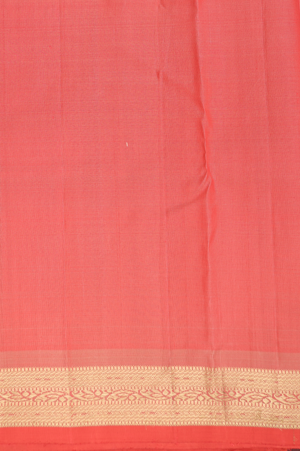 Kanchipuram Silk Saree In Orange With Zari Border