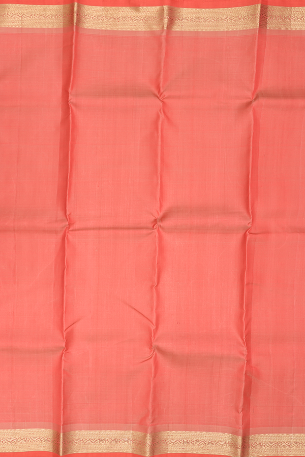 Kanchipuram Silk Saree In Orange With Zari Border
