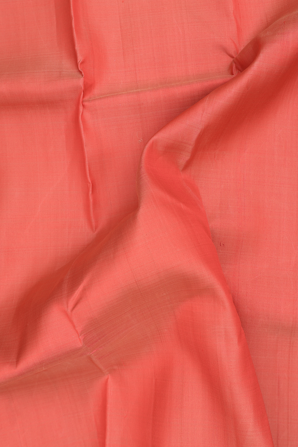 Kanchipuram Silk Saree In Orange With Zari Border
