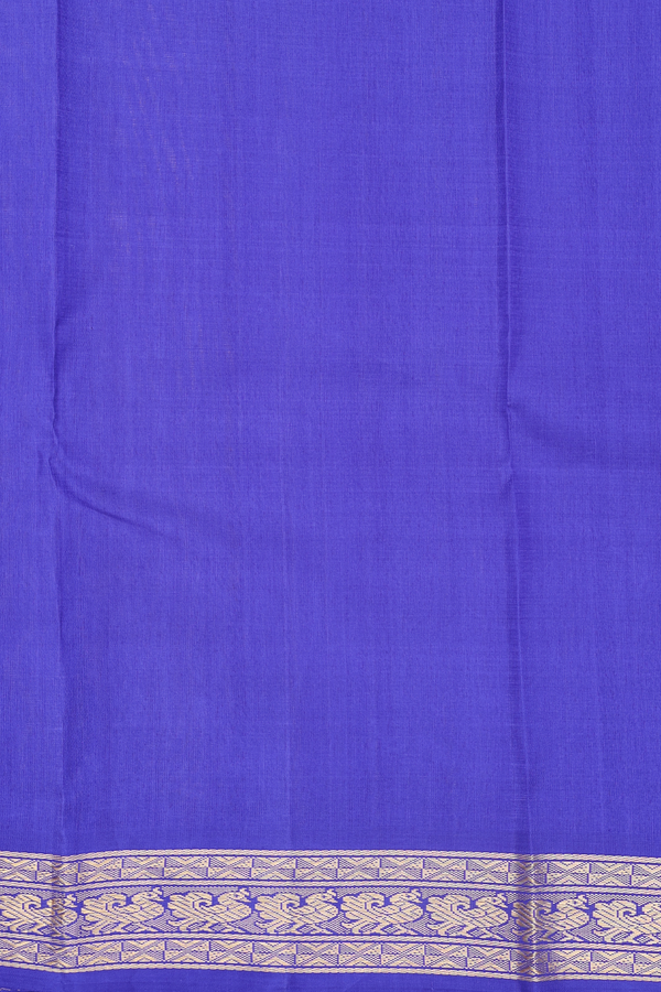 Kanchipuram Silk Saree Plain Indigo Blue With Peacock Border