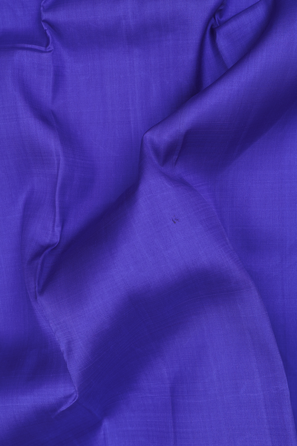 Kanchipuram Silk Saree Plain Indigo Blue With Peacock Border