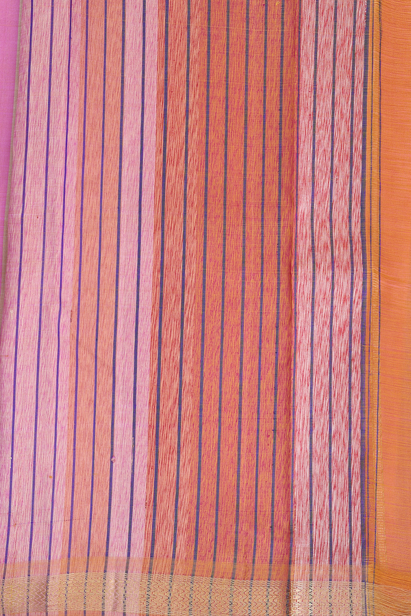Kanchipuram Silk Saree In Multicolor With Stripes Design