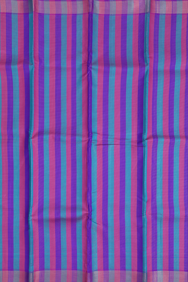Kanchipuram Silk Saree In Multicolor With Stripes Design