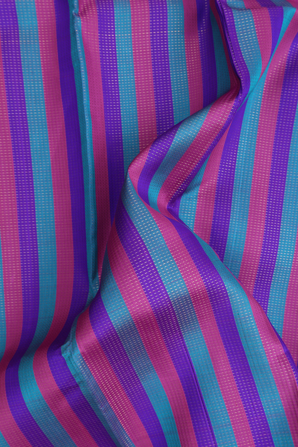 Kanchipuram Silk Saree In Multicolor With Stripes Design