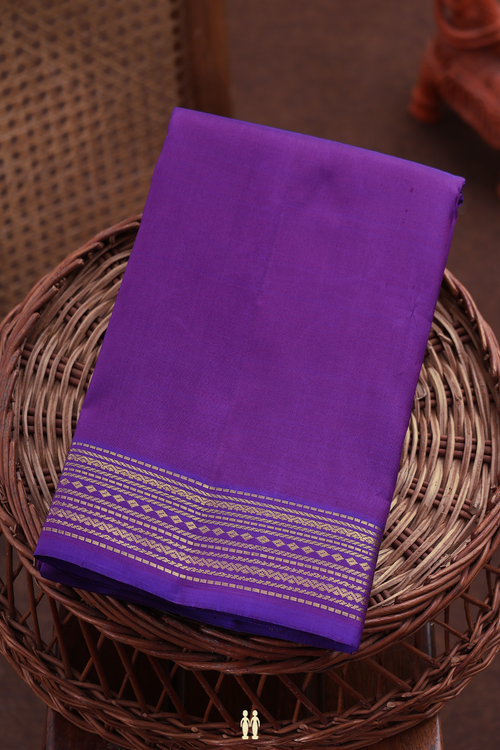 Kanchipuram Silk Saree In Royal Purple With Zari Border