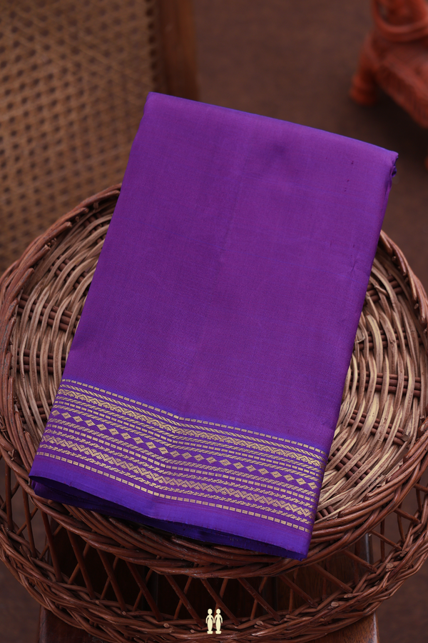 Kanchipuram Silk Saree In Royal Purple With Zari Border