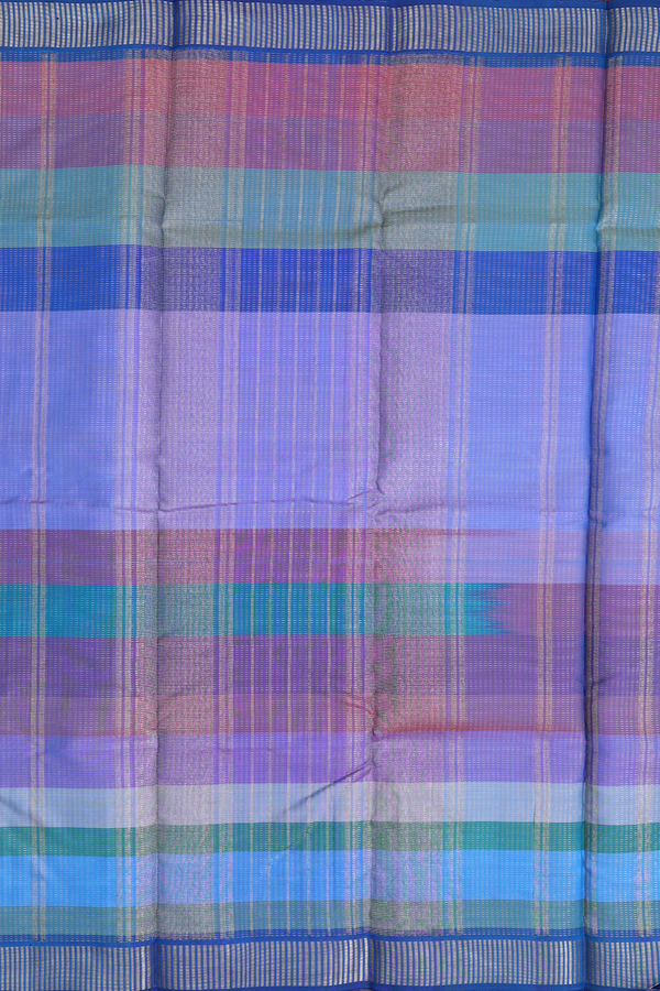 Kanchipuram Silk Saree In Multicolor With Stripes Design