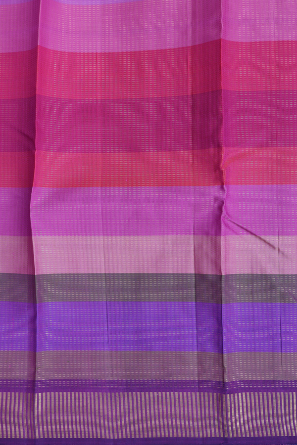 Kanchipuram Silk Saree In Multicolor With Stripes Design