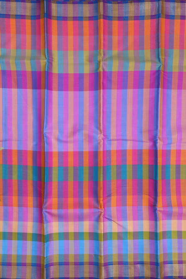 Kanchipuram Silk Saree In Multicolor With Stripes Design