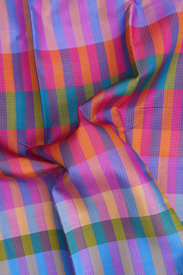 Kanchipuram Silk Saree In Multicolor With Stripes Design