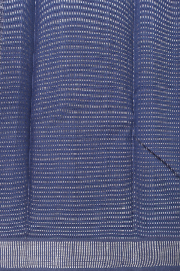 Kanchipuram Silk Saree In Aegean Blue With Stripes Design
