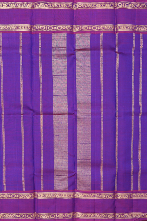 Kanchipuram Silk Saree In Blue With Rettai Pettu Border