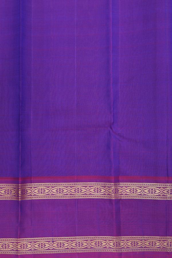 Kanchipuram Silk Saree In Blue With Rettai Pettu Border