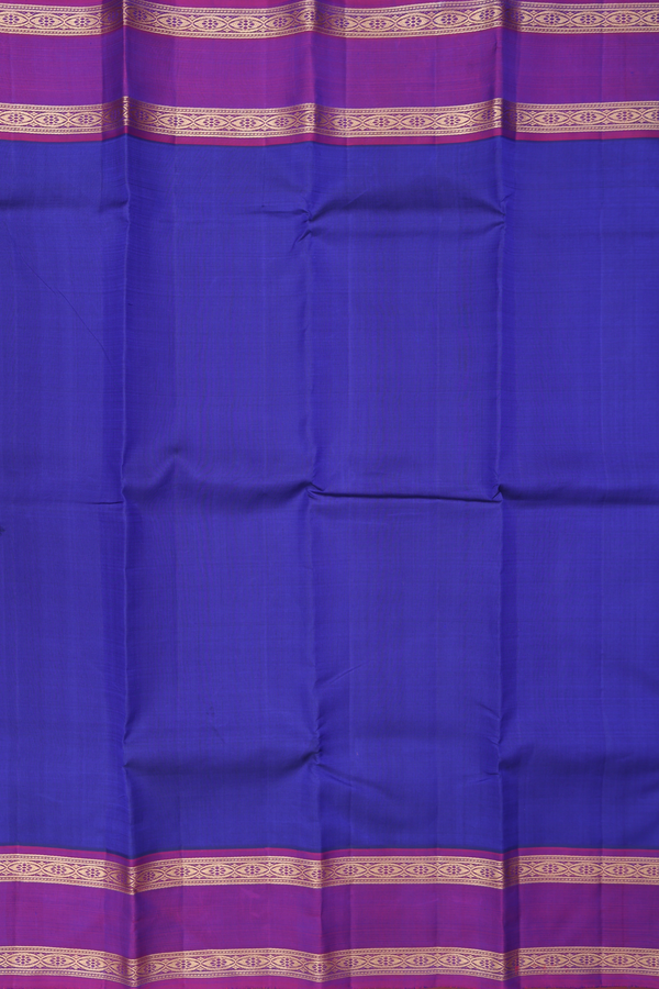 Kanchipuram Silk Saree In Blue With Rettai Pettu Border