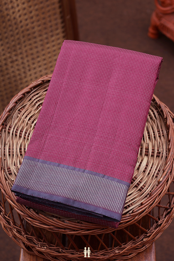 Kanchipuram Silk Saree In Plum Brown With Stripes Design