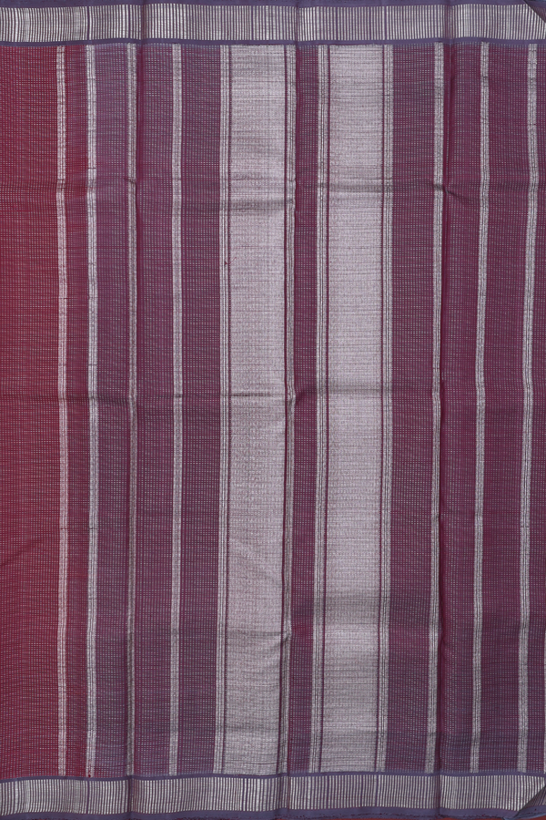 Kanchipuram Silk Saree In Plum Brown With Stripes Design