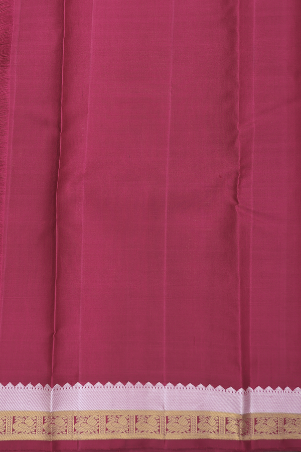 Kanchipuram Silk Saree In Hibiscus Red With Peacock Border