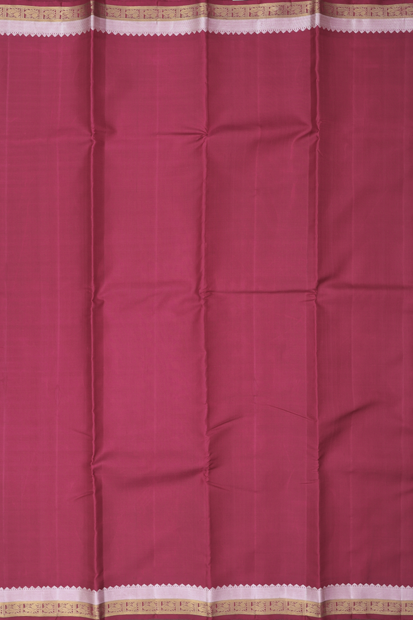 Kanchipuram Silk Saree In Hibiscus Red With Peacock Border