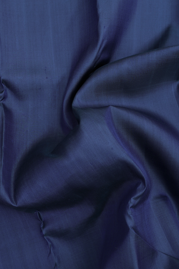 Kanchipuram Silk Saree In Prussian Blue With Zari Border