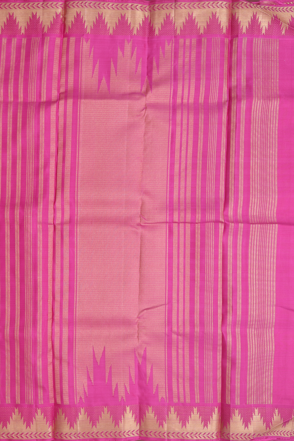 Kanchipuram Silk Saree In Rani Pink With Temple Border