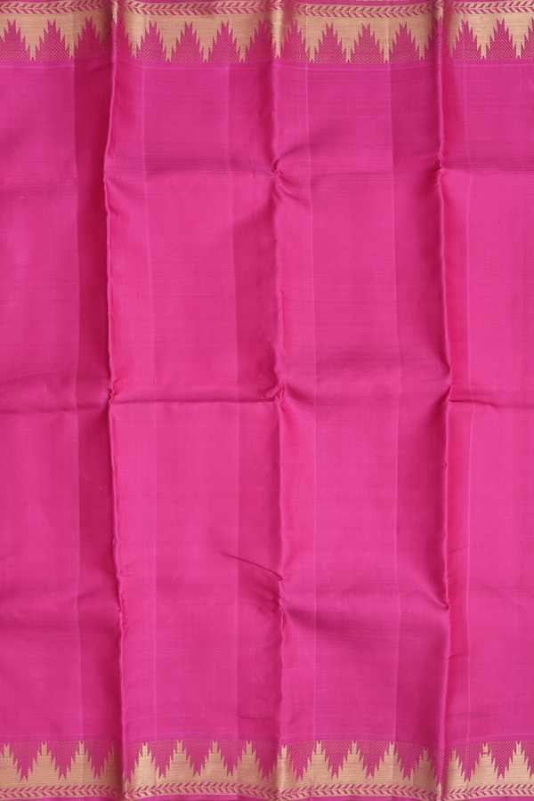 Kanchipuram Silk Saree In Rani Pink With Temple Border