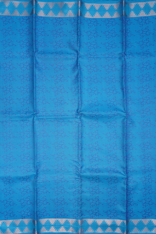 Tamil Letters Design Cerulean Blue Kanchipuram Silk Saree