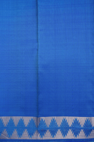 Tamil Letters Design Cerulean Blue Kanchipuram Silk Saree