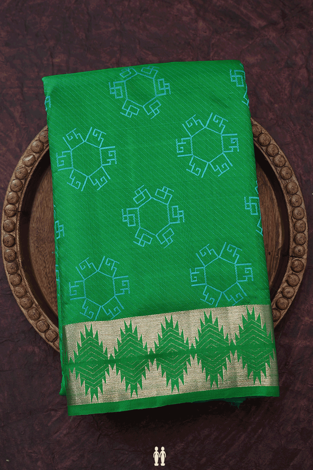 Tamil Letters Design Green Kanchipuram Silk Saree