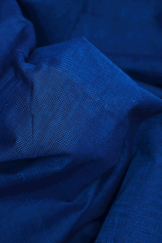 Temple Border Plain Capri Blue Chettinadu Cotton Saree
