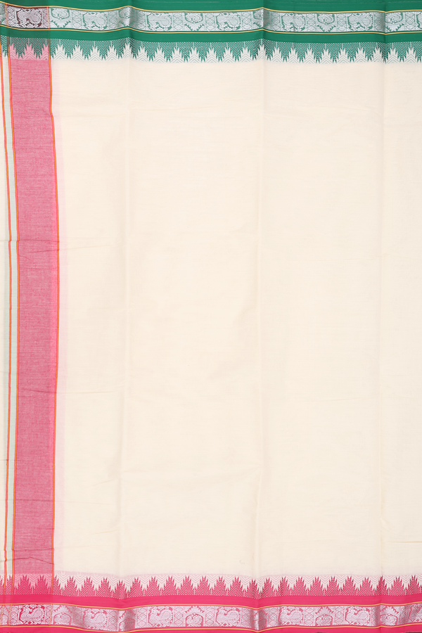 Temple Border White Cotton Dhoti With Angavastram Set
