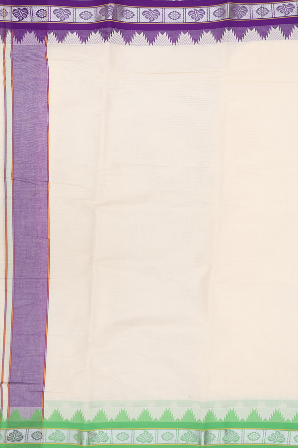 Temple Border White Cotton Dhoti With Angavastram Set