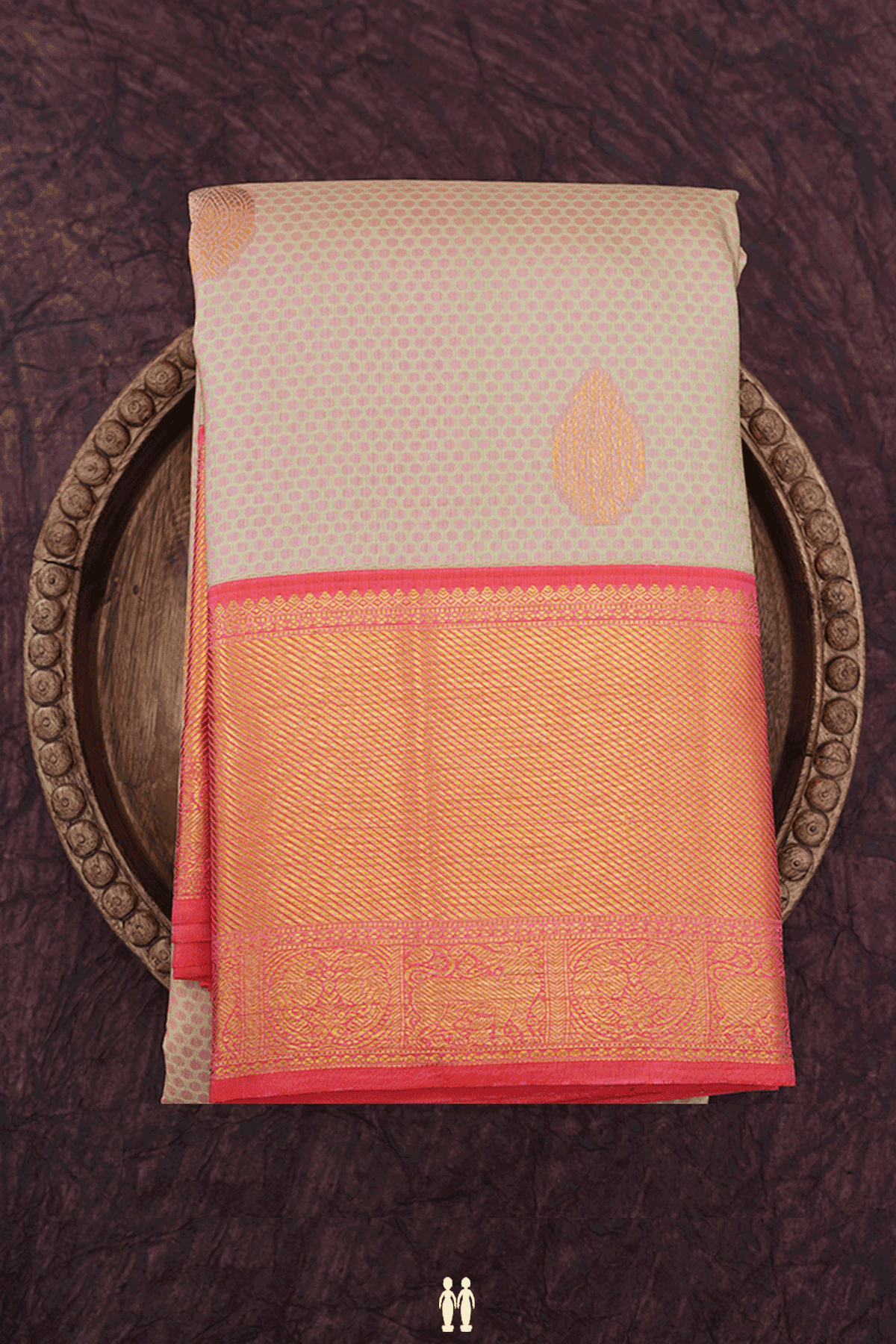 Thilagam Buttas Tan Kanchipuram Silk Saree