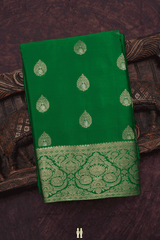 Thilagam Zari Buttas Bold Green Mysore Silk Saree
