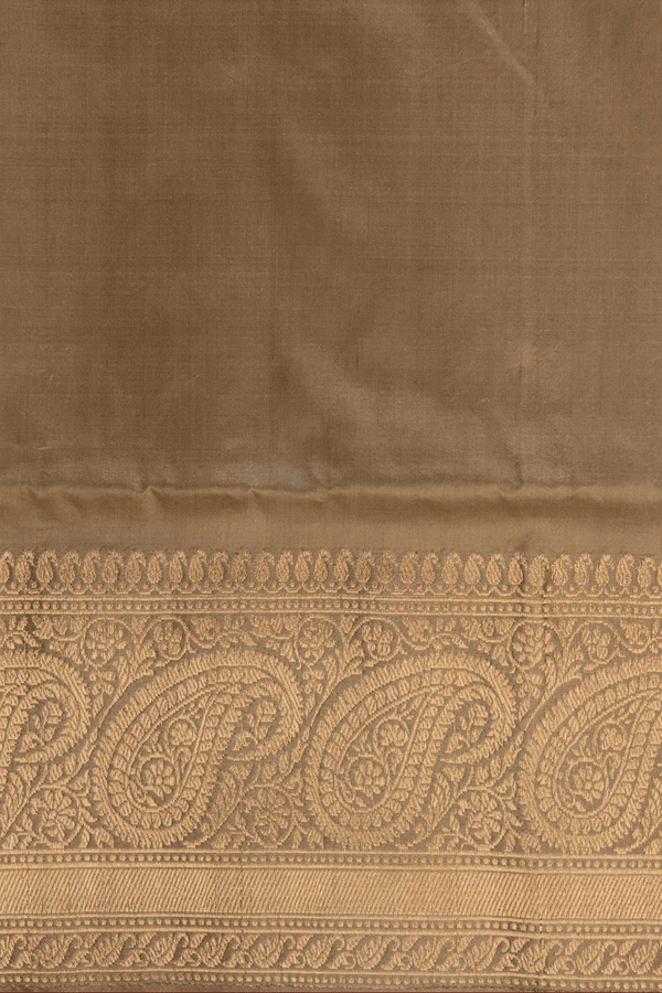 Thilagam Zari Motifs Dusty Red Banarasi Silk Saree