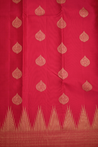 Thilagam Zari Motifs Ruby Red Kanchipuram Silk Saree