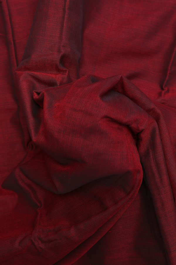 Threadwork Border Plain Berry Red Dharwad Cotton Saree