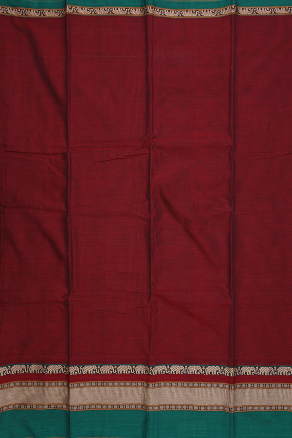 Threadwork Border Plain Berry Red Dharwad Cotton Saree