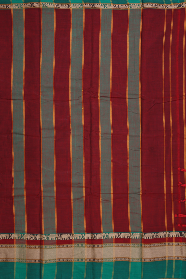 Threadwork Border Plain Berry Red Dharwad Cotton Saree