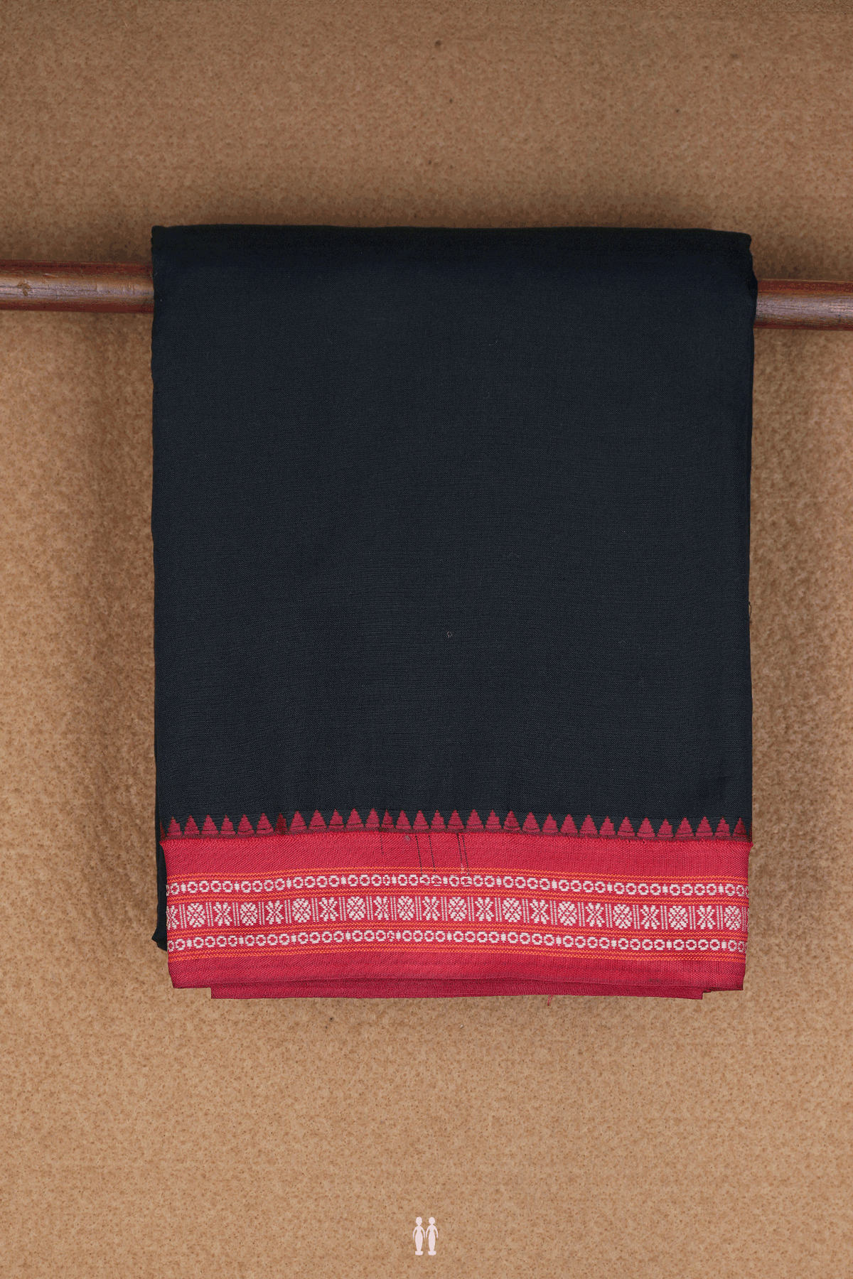 Threadwork Border Plain Black Dharwad Cotton Saree