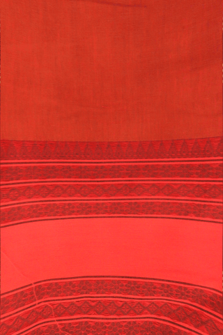 Threadwork Border Plain Cinnamon Brown Bengal Cotton Saree