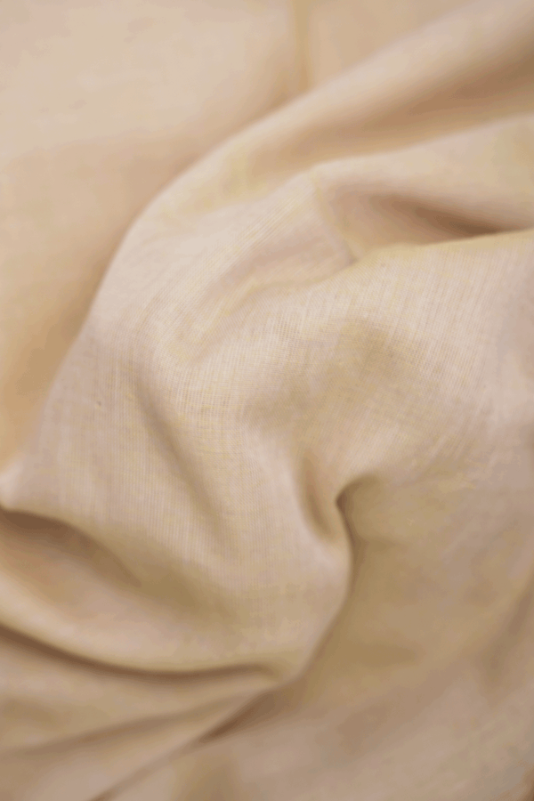 Threadwork Border Plain Cream Color Bengal Cotton Saree