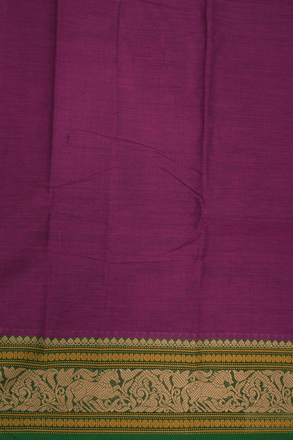 Threadwork Border Plain Deep Mulberry Chettinadu Cotton Saree